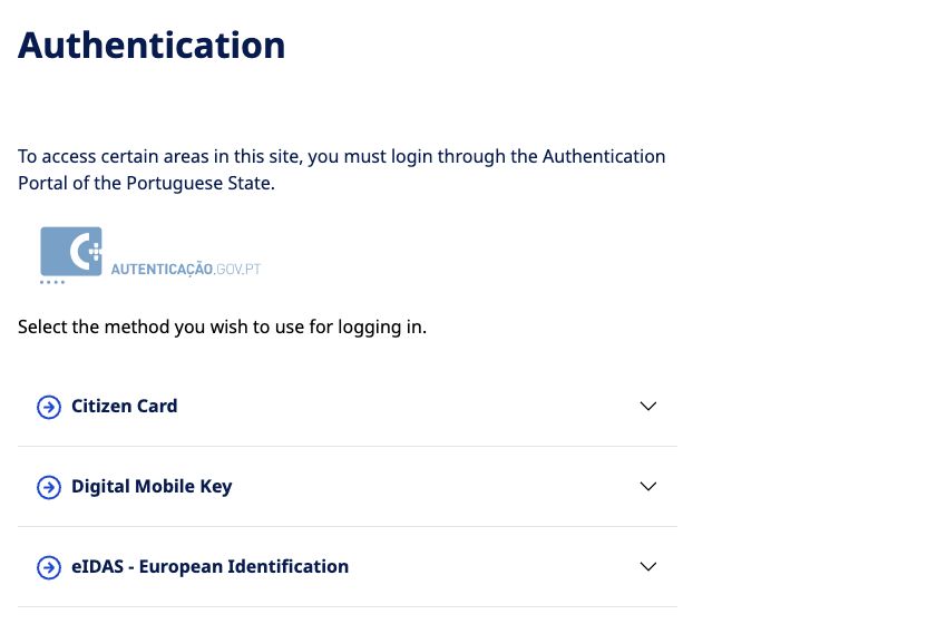 Registo Criminal Online authentication choices: Citizen Card, Digital Mobile Key and eIDAS