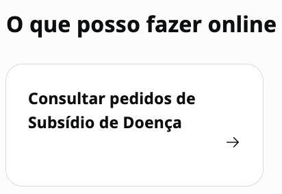 Social Security Consultar pedidos de Subsídio de Doença service entry