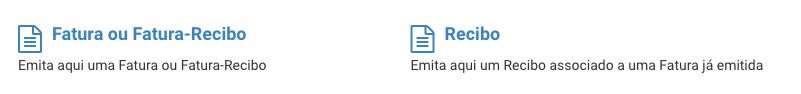 AT separates Fatura ou Fatura-Recibo from Recibo linked to an invoice already issued