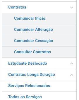 AT rental-contract menu: communicate start, change, closure or consult contracts