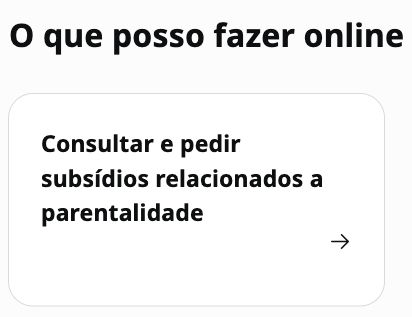 Social Security entry Consultar e pedir subsídios relacionados a parentalidade
